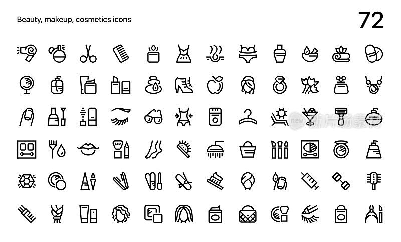 Beauty, makeup, cosmetics icons pack for web and mobile apps
